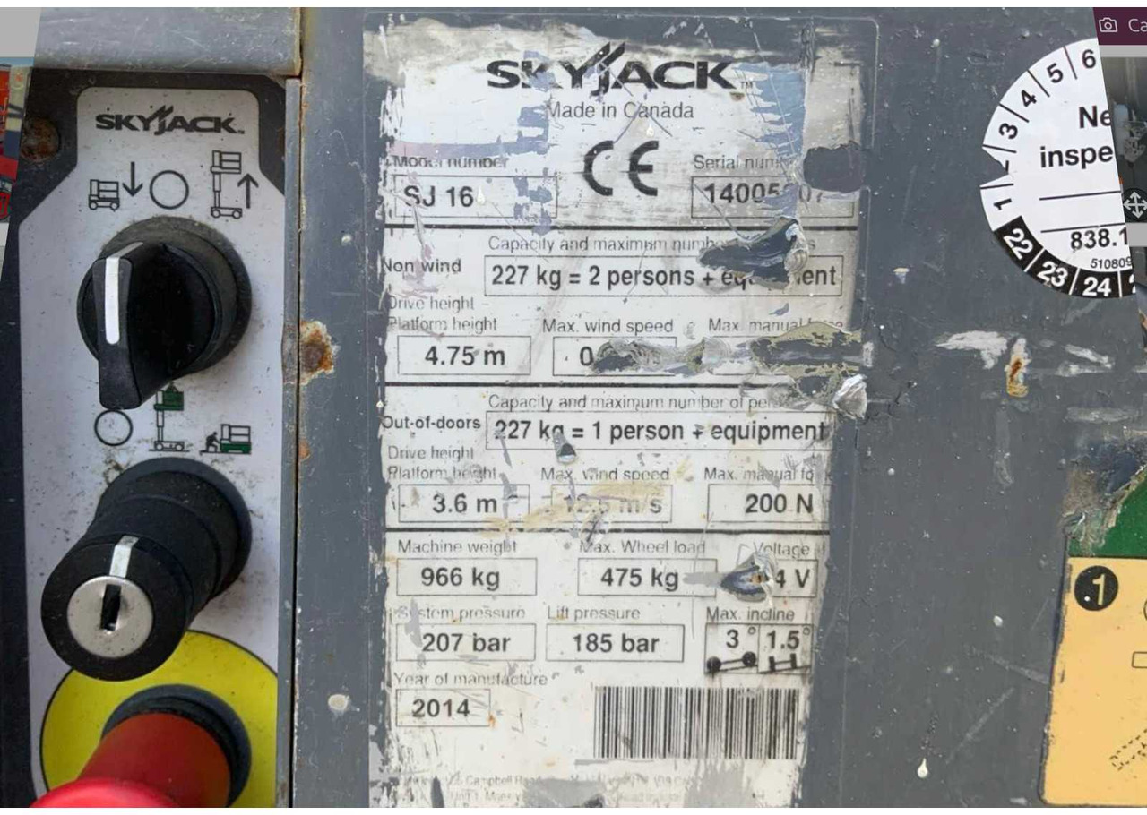 Plataforma elevadora 2014 SKYJACK SJ16 AERIAL PLATFORM: foto 13