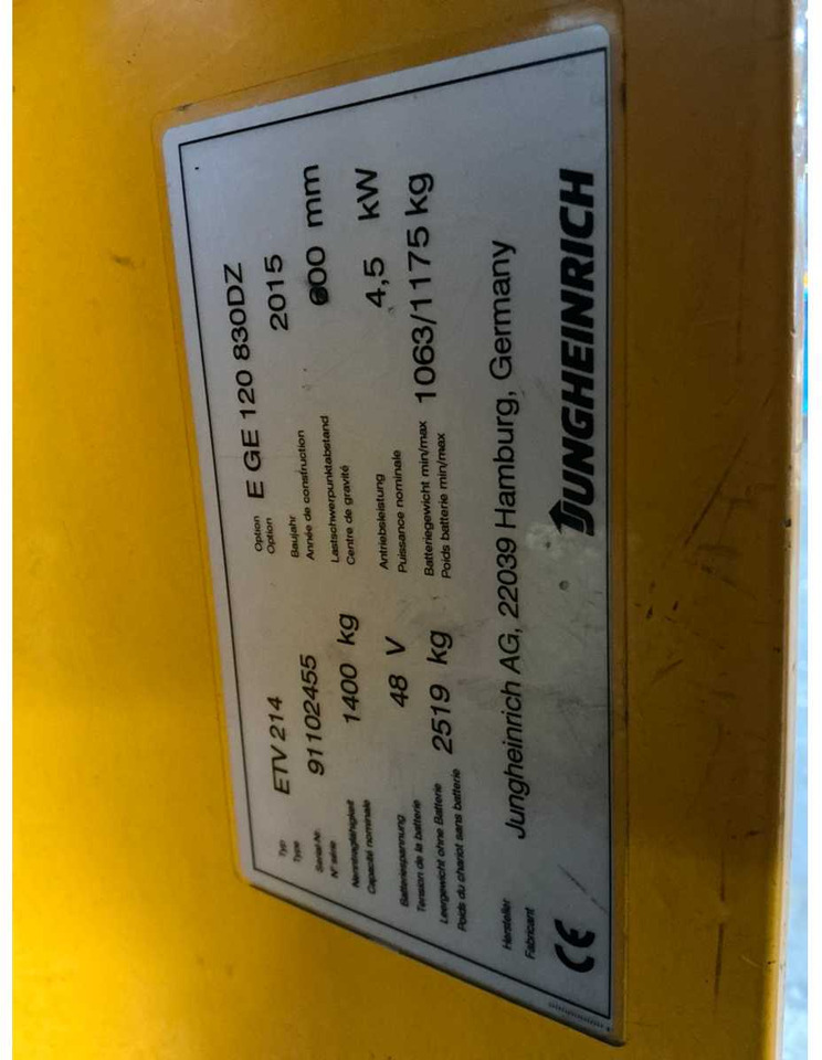 Carretilla elevadora JUNGHEINRICH - 2015 - ETV214 - FORKLIFT: foto 18 Carretilla elevadora JUNGHEINRICH - 2015 - ETV214 - FORKLIFT: foto 18