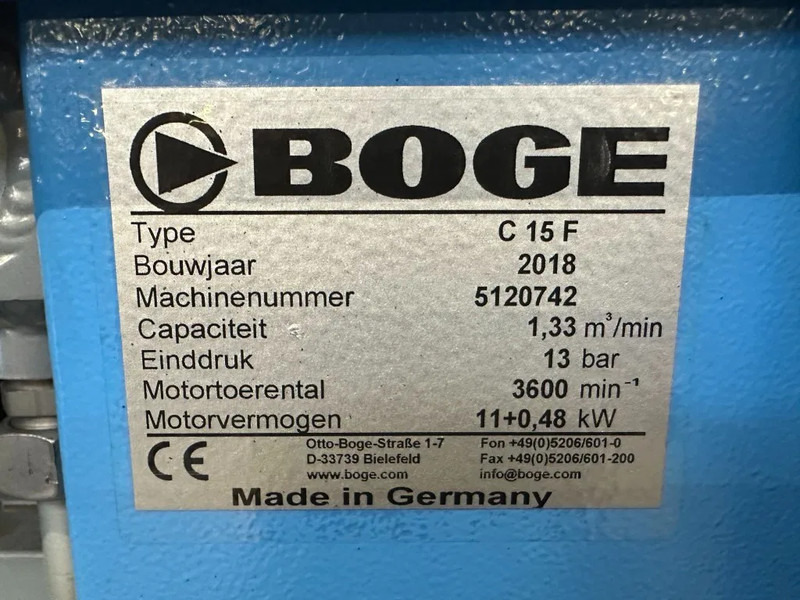 Boge C15F - 15 KW frequentiegeregelde schroefcompressor - Compresor de aire: foto 3 Boge C15F - 15 KW frequentiegeregelde schroefcompressor - Compresor de aire: foto 3