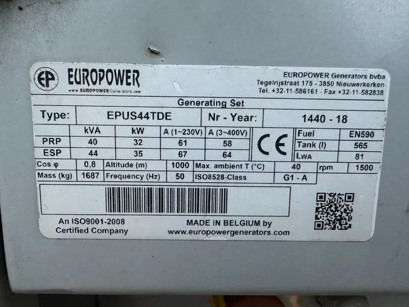 Europower EPUS44TDE Kubota Leroy Somer 44 kVA Supersilent Rental generatorset - Generador industriale: foto 2 Europower EPUS44TDE Kubota Leroy Somer 44 kVA Supersilent Rental generatorset - Generador industriale: foto 2