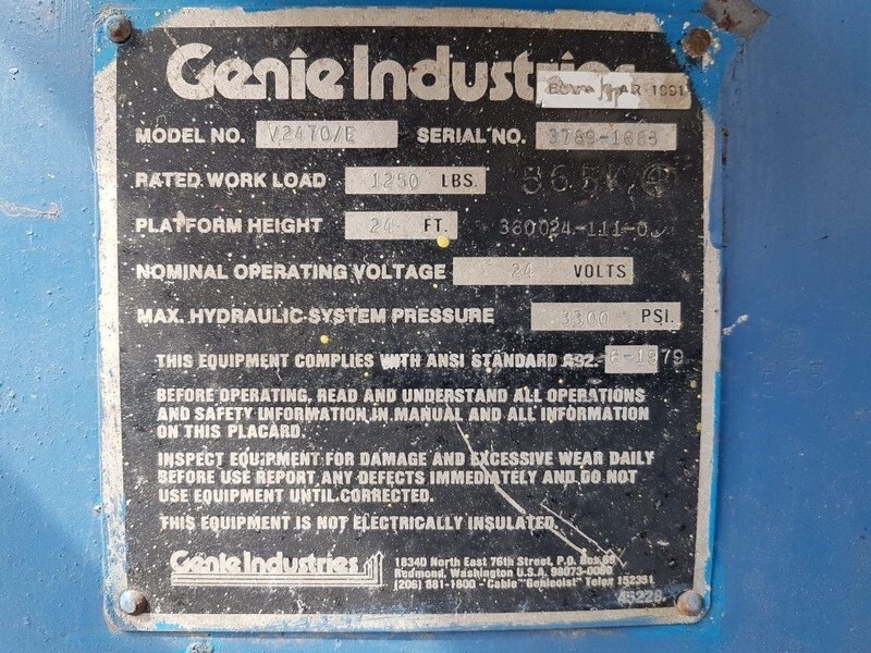 Genie V2470 / E Elektra 4x2 Schaarhoogwerker 10 meter werkhoogte - Plataforma de tijeras: foto 5 Genie V2470 / E Elektra 4x2 Schaarhoogwerker 10 meter werkhoogte - Plataforma de tijeras: foto 5