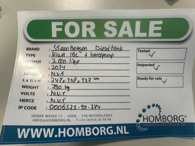 Tanque de almacenamiento IBC Steenbergen Kiwa IBC 2000 liter dieseltank met handpomp Milieutank: foto 13