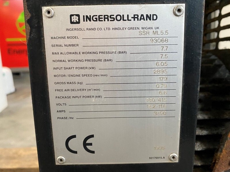 Ingersoll Rand SSR ML 5.5 SSR ML5.5 6 kW 800 L / min 7.5 Bar Elektrische Schroefcompressor - Compresor de aire: foto 3 Ingersoll Rand SSR ML 5.5 SSR ML5.5 6 kW 800 L / min 7.5 Bar Elektrische Schroefcompressor - Compresor de aire: foto 3