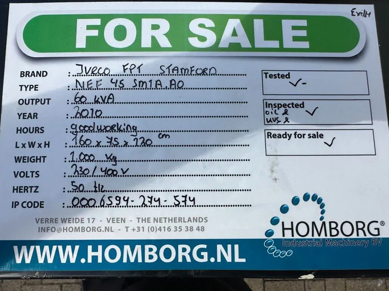 Generador industriale Iveco FPT NEF45 SM1A.A0 Stamford 60 kVA generatorset: foto 13 Generador industriale Iveco FPT NEF45 SM1A.A0 Stamford 60 kVA generatorset: foto 13