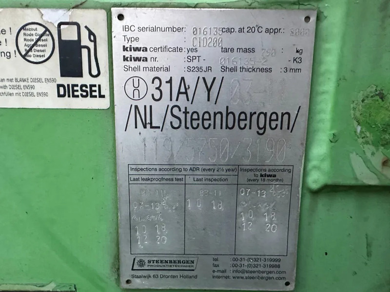 Kiwa IBC Steenbergen 2000 liter Dieseltank met handpomp Milieutank - Tanque de almacenamiento: foto 3 Kiwa IBC Steenbergen 2000 liter Dieseltank met handpomp Milieutank - Tanque de almacenamiento: foto 3