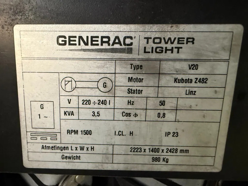 Kubota Generac V20 TowerLight 9 meter LED Lichtmast Aggregaat - Torre de iluminación: foto 4 Kubota Generac V20 TowerLight 9 meter LED Lichtmast Aggregaat - Torre de iluminación: foto 4