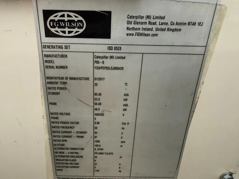 Perkins FG Wilson 65 kVA Silent generatorset - Generador industriale: foto 3 Perkins FG Wilson 65 kVA Silent generatorset - Generador industriale: foto 3