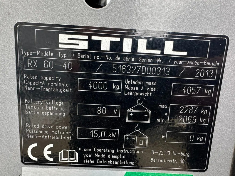 Still RX 60-40 4 ton Duplex Sideshift Positioner Elektra Heftruck accu 2023 - Carretilla elevadora eléctrica: foto 5 Still RX 60-40 4 ton Duplex Sideshift Positioner Elektra Heftruck accu 2023 - Carretilla elevadora eléctrica: foto 5
