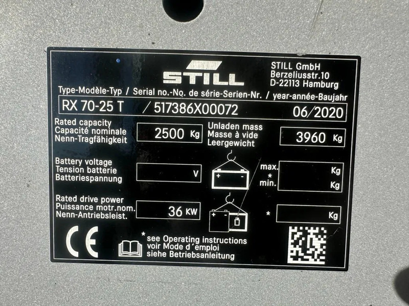 Still RX70-25 T 2.5 ton Duplex Sideshift LPG Heftruck 2020 - Carretilla elevadora de gas: foto 3 Still RX70-25 T 2.5 ton Duplex Sideshift LPG Heftruck 2020 - Carretilla elevadora de gas: foto 3
