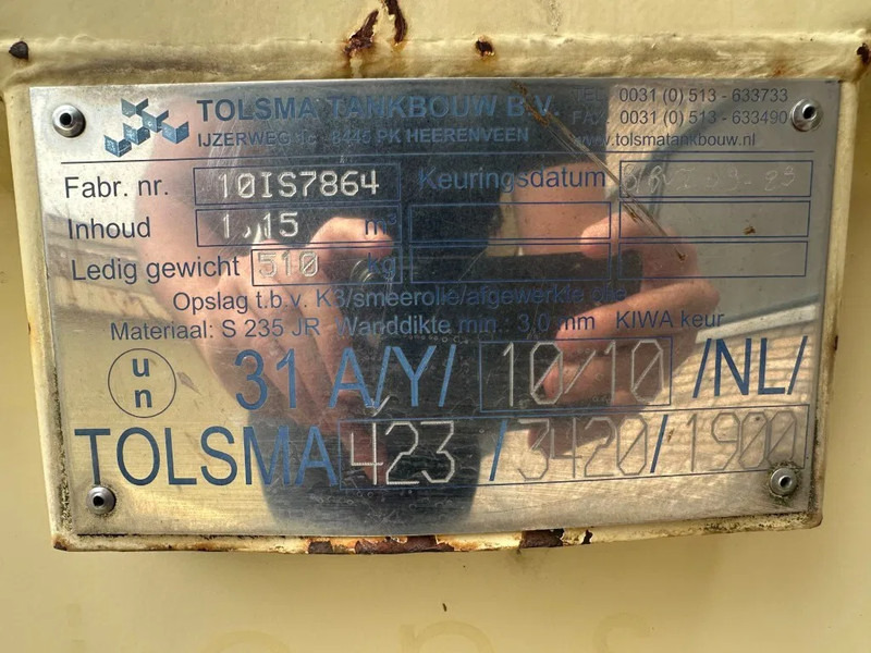Tolsma Kiwa IBC 1150 liter Dieseltank Milieutank - Tanque de almacenamiento: foto 3 Tolsma Kiwa IBC 1150 liter Dieseltank Milieutank - Tanque de almacenamiento: foto 3