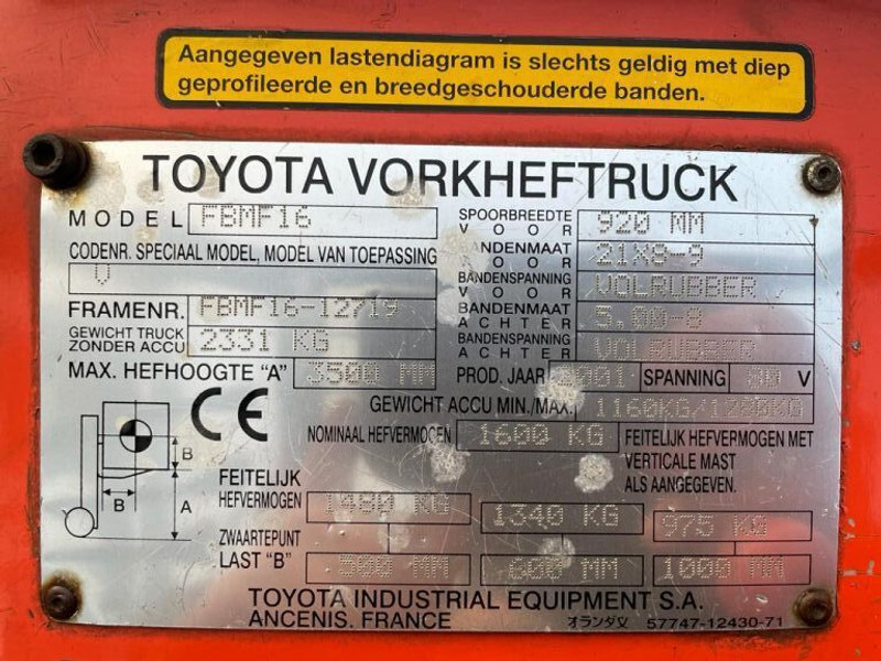 Toyota 1.6 ton FBMF16 Duplex Sideshift Elektra Heftruck - Carretilla elevadora eléctrica: foto 4 Toyota 1.6 ton FBMF16 Duplex Sideshift Elektra Heftruck - Carretilla elevadora eléctrica: foto 4