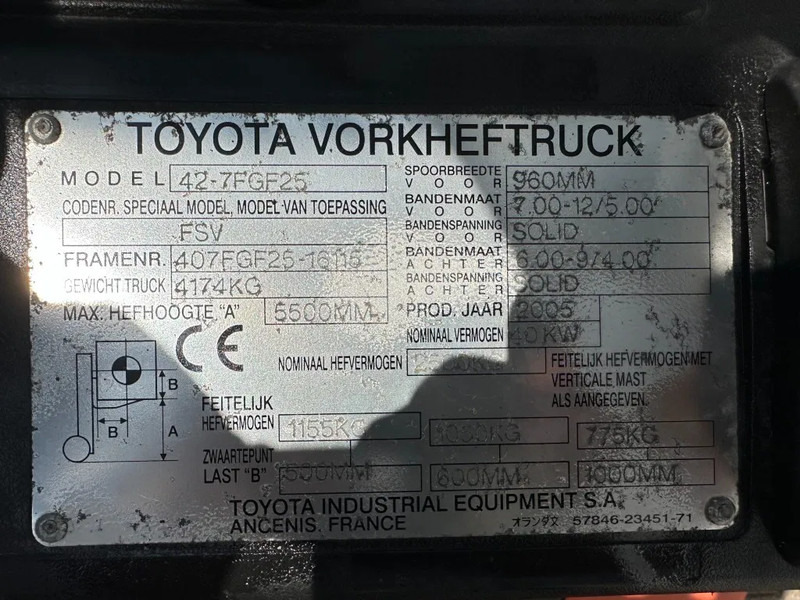 Toyota 2.5 ton Triplex Freelift Sideshift LPG Heftruck - Carretilla elevadora de gas: foto 4 Toyota 2.5 ton Triplex Freelift Sideshift LPG Heftruck - Carretilla elevadora de gas: foto 4