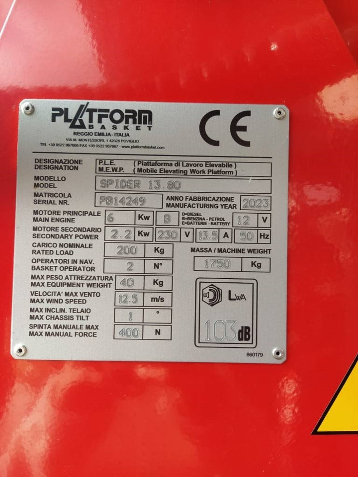 Platform Basket 13.80 - Plataforma elevadora: foto 2 Platform Basket 13.80 - Plataforma elevadora: foto 2