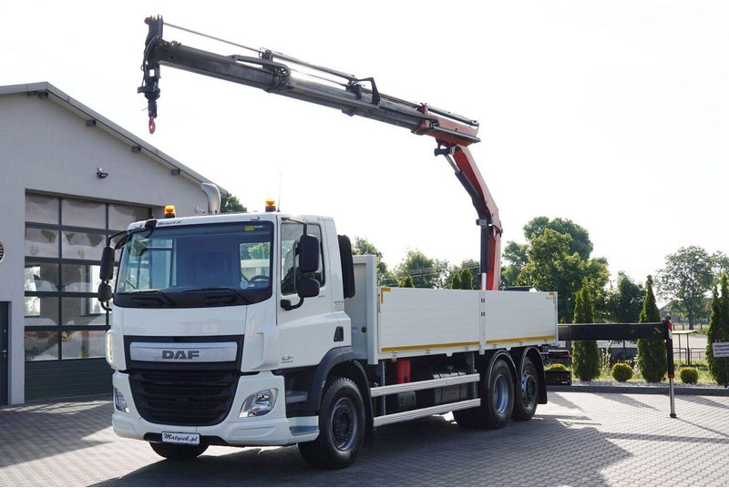 DAF CF 370 / 6x2 / SKRZYNIOWY - paka: 6,4 m / + HDS PALFINGER PK 180 - Camión caja abierta, Camión grúa: foto 1 DAF CF 370 / 6x2 / SKRZYNIOWY - paka: 6,4 m / + HDS PALFINGER PK 180 - Camión caja abierta, Camión grúa: foto 1