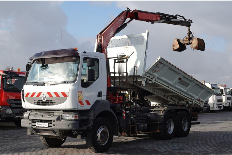 Renault KERAX 410 / 6x4 / WYWROTKA + HDS FASSI F150 / HYDROBURTA / BORDM - Camión volquete, Camión grúa: foto 1 Renault KERAX 410 / 6x4 / WYWROTKA + HDS FASSI F150 / HYDROBURTA / BORDM - Camión volquete, Camión grúa: foto 1