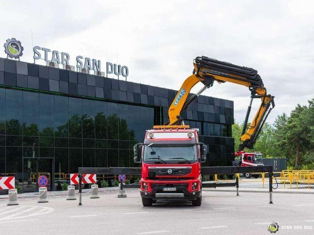 Camión caja abierta, Camión grúa Volvo FMX 500 8x2 Effer 585 Fly Jib Winch Crane Kran: foto 12