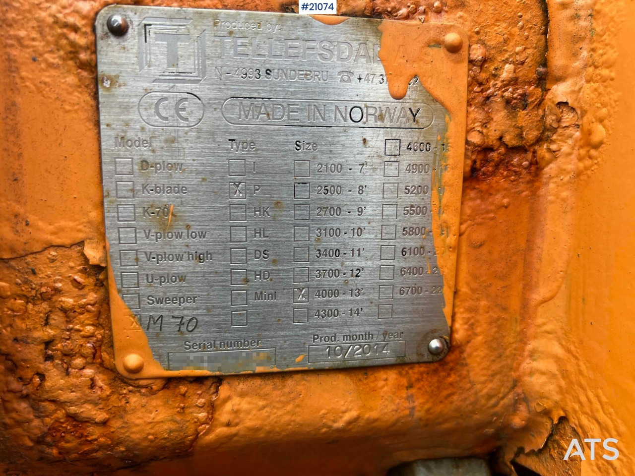 Cuchilla quitanieves Tellefsdal M70: foto 23 Cuchilla quitanieves Tellefsdal M70: foto 23