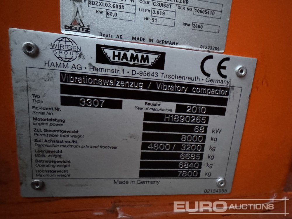 2010 Hamm 3307 - Rodillo: foto 1 2010 Hamm 3307 - Rodillo: foto 1