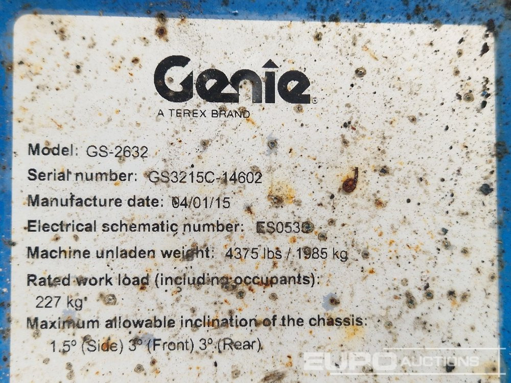 Plataforma de tijeras 2015 Genie GS-2632: foto 24