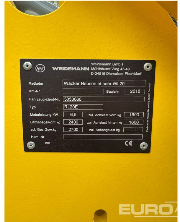 Unused Wacker Neuson WL20E - Cargadora de ruedas: foto 2 Unused Wacker Neuson WL20E - Cargadora de ruedas: foto 2