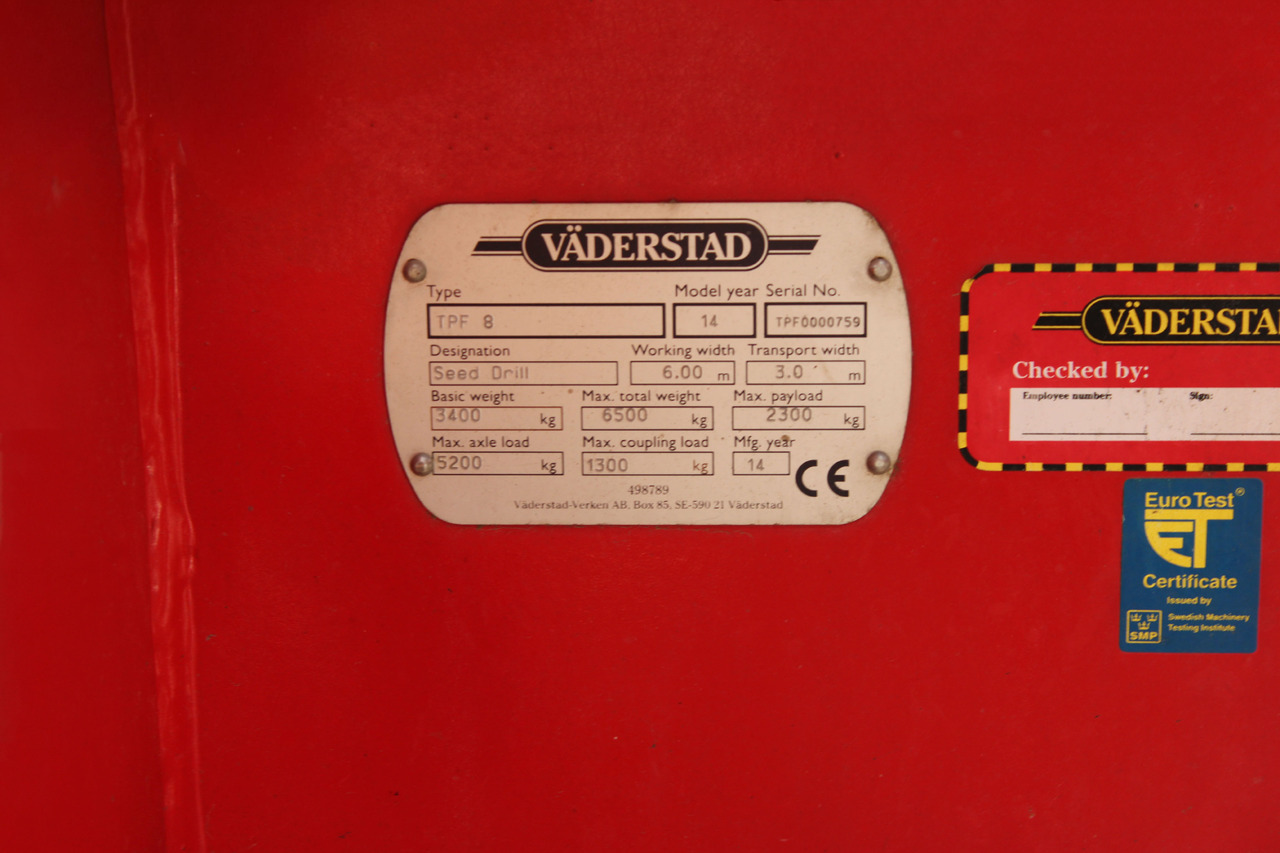 Väderstad Drillmaschine Tempo TPF8 - Sembradora: foto 5 Väderstad Drillmaschine Tempo TPF8 - Sembradora: foto 5