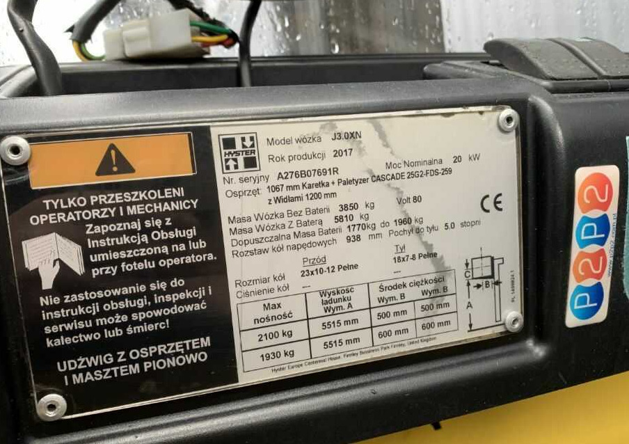 Hyster J3.0XN - Carretilla elevadora eléctrica: foto 4 Hyster J3.0XN - Carretilla elevadora eléctrica: foto 4