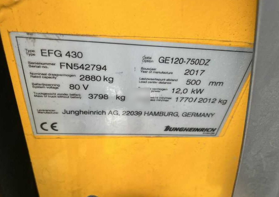 Jungheinrich EFG430 - Carretilla elevadora eléctrica: foto 4 Jungheinrich EFG430 - Carretilla elevadora eléctrica: foto 4
