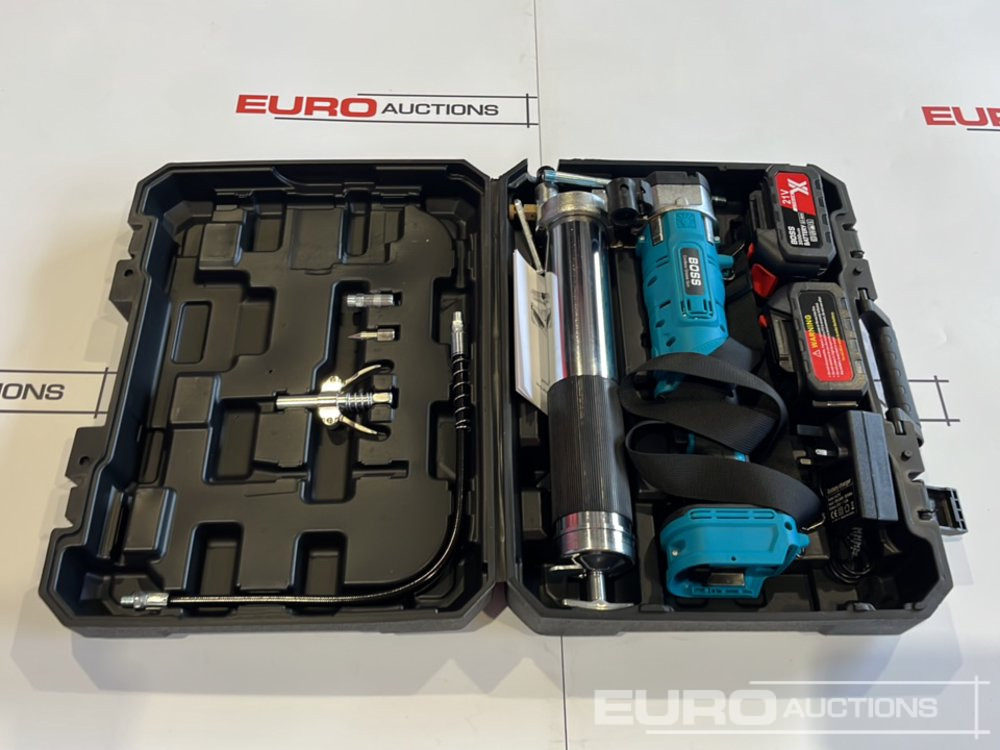 Boss 21 Volt Lithium Battery Cordless Grease Gun, 2 Batteries, Charger, Case, Shoulder Strap, Extension Pieces and Fittings - Equipo de construcción: foto 1 Boss 21 Volt Lithium Battery Cordless Grease Gun, 2 Batteries, Charger, Case, Shoulder Strap, Extension Pieces and Fittings - Equipo de construcción: foto 1