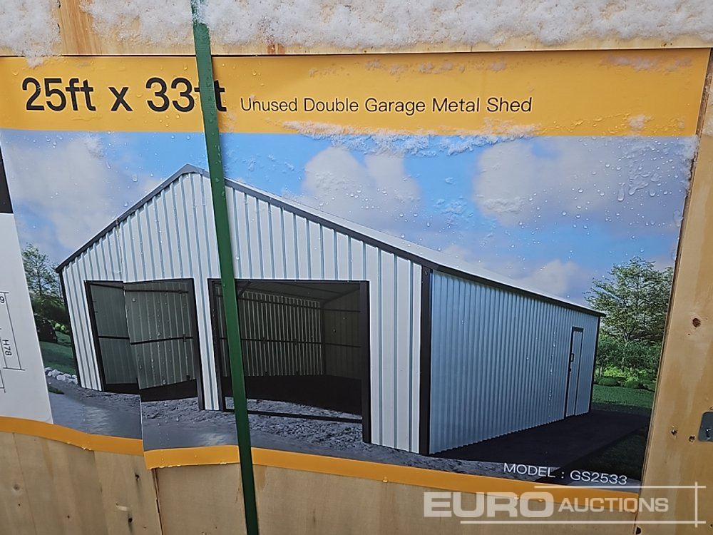 Unused 2025 25' x 33' Double Garage Metal Shed (Cannot Be Reconsigned) - Contenedor marítimo: foto 1 Unused 2025 25' x 33' Double Garage Metal Shed (Cannot Be Reconsigned) - Contenedor marítimo: foto 1