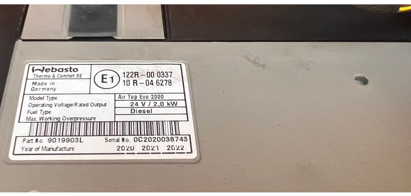 Webasto Air Top Evo 2000 - Calefacción/ Ventilación: foto 5 Webasto Air Top Evo 2000 - Calefacción/ Ventilación: foto 5