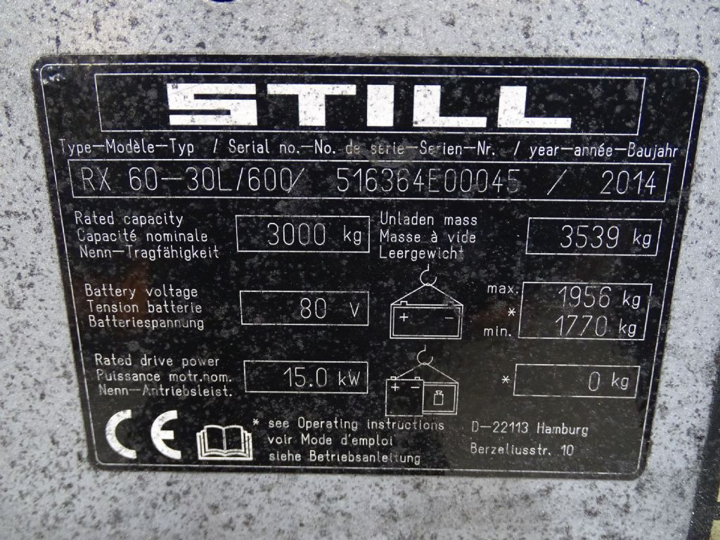 Still RX60-30L/600 - Carretilla elevadora eléctrica: foto 5 Still RX60-30L/600 - Carretilla elevadora eléctrica: foto 5